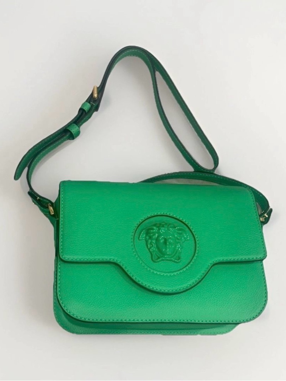 Versace Emerald Green Leather Medusa Crossbody